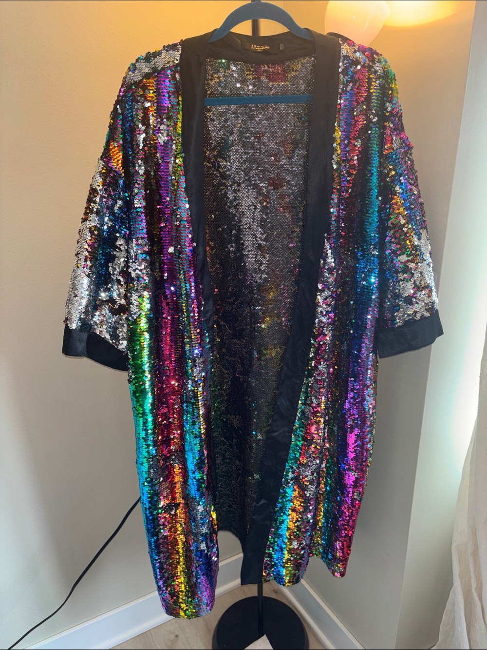 Jaded London Multicolor Sequin Open-Front Jacket Cardigan